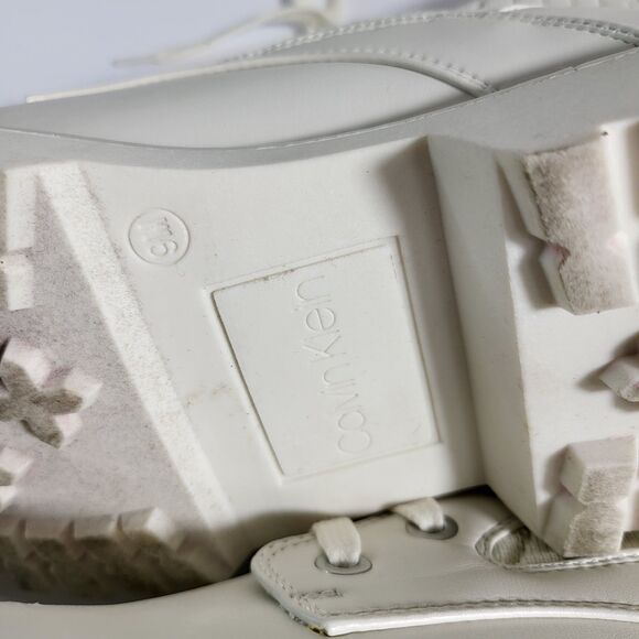 Calvin Klein Samica Lace-Up Quilted Lug Sole Combat Booties Ivory 9M MSRP $189 - Picture 8 of 9